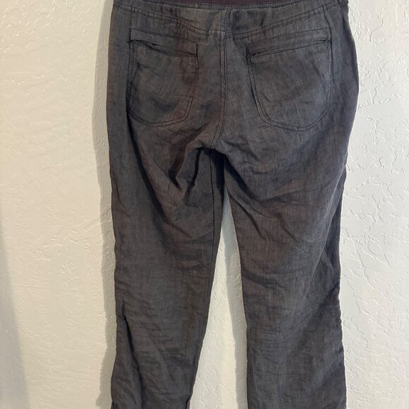 Toad & Co. 100% Linen “Lina” Brown Hippie Style Drawstring Heathered Cinch Pants - Picture 9 of 12